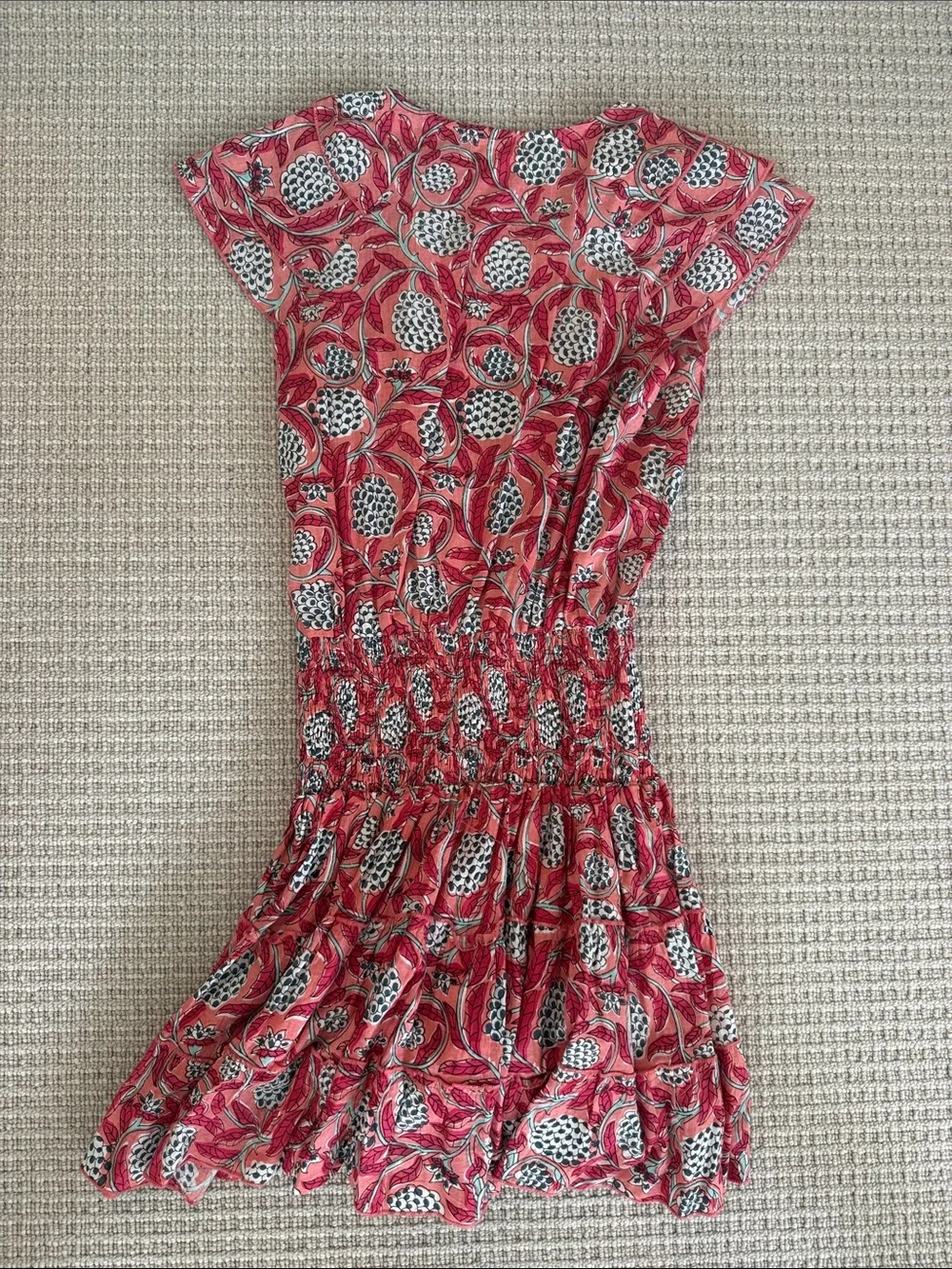 Girls' Rose Pink Printed Smocked Waist Summer Dress